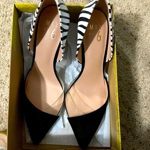 Black/Black White Microsuede/ Lucite BRAND NEW